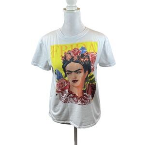Ladies Frida Kahlo Jerry Leigh Print Graphic Short Sleeve‎ T-Shirt Size XS